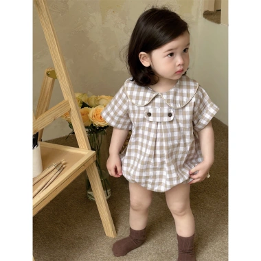 Bodysuit caro cổ bèo siêu dễ thương cho bé gái mùa hè F93 - Giá chỉ 251.900₫ 2