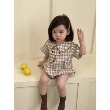 Bodysuit caro cổ bèo siêu dễ thương cho bé gái mùa hè F93 - Giá chỉ 251.900₫ 3