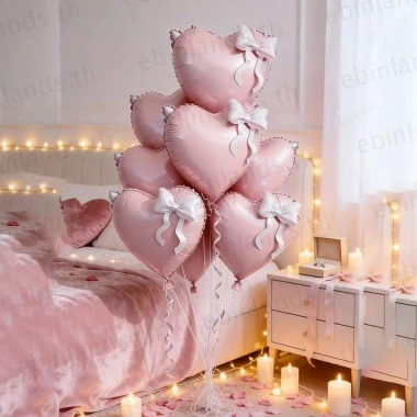 Bóng bay lá nhôm 22 inch EBINLANDS – Nơ trái tim, tình nhân, Qixi – Giá 37.800₫