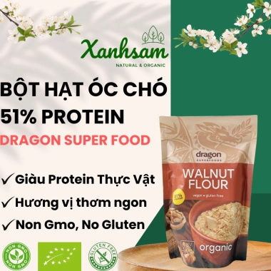 Bột hạt óc chó 51% Protein 200g - Dragon Superfoods EU Organic - XanhSam Natural & Organic - Giá ưu đãi 425k