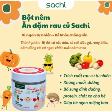 Bột Nêm Ăn Dặm Sachi 90g - 100% Rau Củ Sạch, Không Bột Ngọt, Dành Cho Bé 6 Tháng, Giá 95.000 3