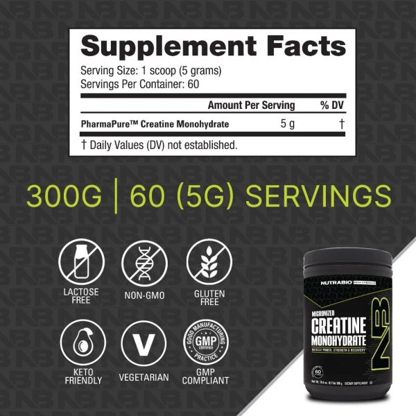 Hình ảnh sản phẩm Bột tăng sức mạnh NutraBio Micronized Creatine Monohydrate tiêu chuẩn dược phẩm - Đủ size đủ vị, giá ưu đãi 490k