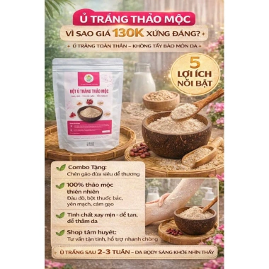 Bột Ủ Trắng Thảo Mộc Body - Sáng Da, Mềm Mịn, Giá 99.000đ, Tặng Chén Gáo Dừa