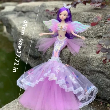 Búp bê nàng tiên cá METUBE 45cm Đa khớp Dress Up DIY Đôi cánh Quà tặng bé gái