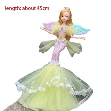 Búp bê nàng tiên cá METUBE 45cm Đa khớp Dress Up DIY Đôi cánh Quà tặng bé gái