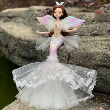 Búp bê nàng tiên cá METUBE 45cm Đa khớp Dress Up DIY Đôi cánh Quà tặng bé gái