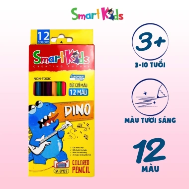 Bút chì màu Smartkids SK-CP102 Dino 12 màu – Thân chắc, dễ chuốt, phù hợp bé 6‑12 tuổi 2