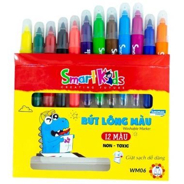 Bút Lông Màu Smartkids WM06 12 màu Tươi sáng, cường độ cao, bền màu bé 4-10 tuổi Bút Lông Màu Smartkids WM06 12 màu Tươi sáng, cường độ cao, bền màu bé 4-10 tuổi