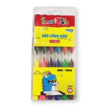 Bút Lông Màu Smartkids WM07 12 màu – Dành cho bé 4‑10 tuổi, màu tươi sáng, cường độ cao, bền màu, chỉ 24.000₫