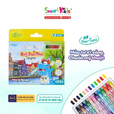 Bút sáp màu SMARTKIDS Dino 12/18/24 màu - Giá chỉ 10.000đ, giảm 2.100đ, an toàn cho trẻ