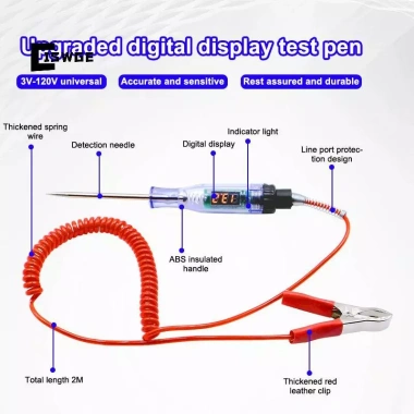 Bút thăm dò ô tô CISWGE 5V-120V màn hình kỹ thuật số đo DC 2V-48V, chẩn đoán nhanh, giá ưu đãi 73.700 VND