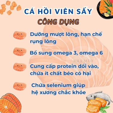 Cá hồi viên sấy khô cho chó mèo - Bổ sung Omega-3, lông mượt, giá chỉ 44.000₫ 2