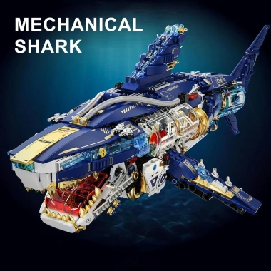 Cá mập Megalodon cơ khí lắp ráp độ khó cao - Đồ chơi bé trai 700k giảm từ 896k