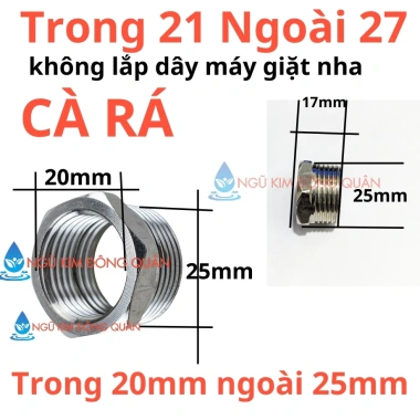 Cà rá inox ren ngoài - ren trong 27/21, kích thước 20-25mm, măng xông NK02, giá 11.020đ