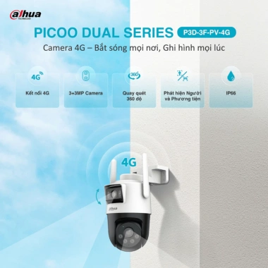Camera 2 Mắt Sim 4G DAHUA Picoo Dual D1 4G P3D-3F-PV-4G Ngoại Trời Giá 1.696.000₫ 2 Camera 2 Mắt Sim 4G DAHUA Picoo Dual D1 4G P3D-3F-PV-4G Ngoại Trời Giá 1.696.000₫ 2