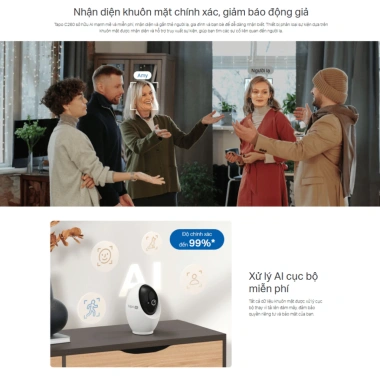 Camera AI TPLink Tapo C260 4K C216 2K C206 2M Nhận diện khuôn mặt xoay 360 độ giá 608.000₫ 4