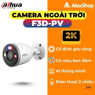 Camera Dahua Ngoài Trời Cố Định F3D-PV/F5D-PV/F2C-PV/F4C-PV - Đàm Thoại 2 Chiều, Chế Độ Màu Đêm, Giá Ưu Đãi 748.000₫