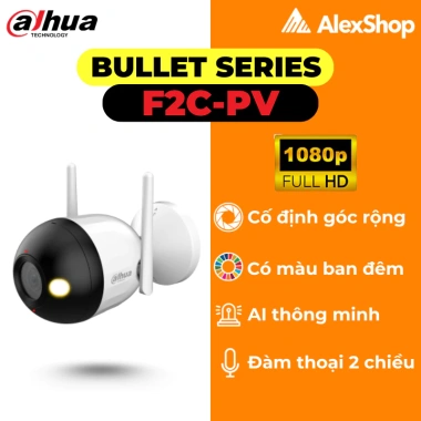 Camera Dahua Ngoài Trời Cố Định F3D-PV/F5D-PV/F2C-PV/F4C-PV - Đàm Thoại 2 Chiều, Chế Độ Màu Đêm, Giá Ưu Đãi 748.000₫
