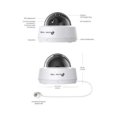 Camera Dome POE VIGI C220I 2M IP67 Hồng Ngoại Ban Đêm TP-Link, Giá Ưu Đãi 605k