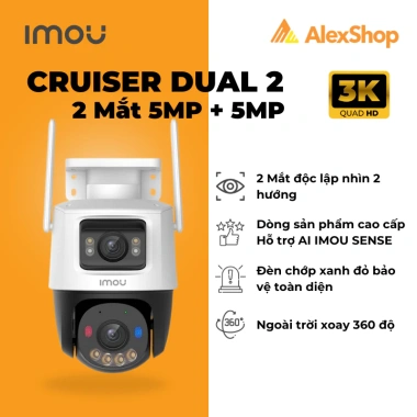 Camera IMOU Cruiser Dual 2 10M Ngoài Trời + Thẻ 64GB + Xoay 2 Mắt Đèn Chớp Đỏ Xanh 2