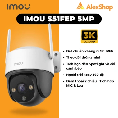 Camera Imou Ngoài Trời S51FEP 5M 3K IP66 Màu Ban Đêm Đàm Thoại 2 Chiều - 988.000 VND