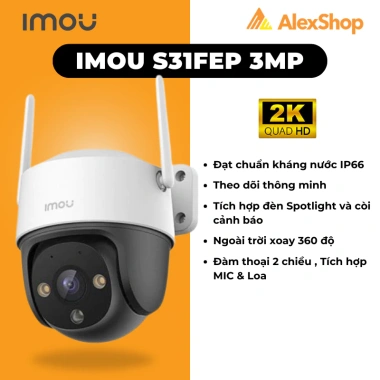 Camera Imou S31FEP 3M Ngoài Trời Xoay 360°, Đàm Thoại 2 Chiều, Ban Đêm 929.000₫