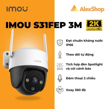 Camera Imou S51FEP S31FEP 5M-3M Đàm thoại 2 chiều Xoay 360 Ngoài trời Thông minh Báo động Giá 929.000 VND