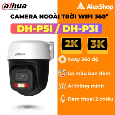 Camera Wifi Dahua Ngoài Trời P3I/P5I/P3AS/P5AS Xoay 360 độ Đàm Thoại 2 chiều