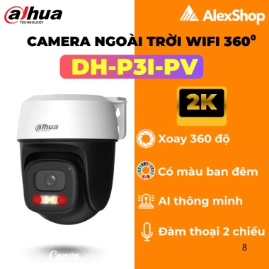 Camera Wifi Dahua Ngoài Trời P3I/P5I/P3AS/P5AS Xoay 360 độ Đàm Thoại 2 chiều