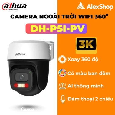 Camera Wifi Dahua Ngoài Trời P3I/P5I/P3AS/P5AS Xoay 360 độ Đàm Thoại 2 chiều