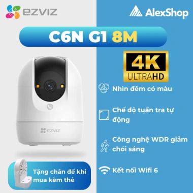 Camera Wifi Ezviz 4K H6C/G1 C6N G1 - Xoay 360, AI Ảnh Siêu Nét, Chống Ngược Sáng, Giá chỉ 708.000₫ 2