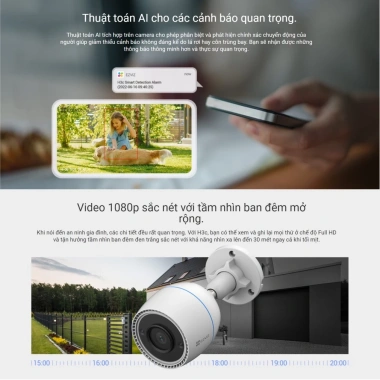 Camera WiFi Ezviz H3c 3M/2M FullHD, Phát hiện chuyển động - Chính hãng, Ngoài trời, Giá ưu đãi 669.000₫