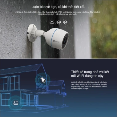 Camera WiFi Ezviz H3c 3M/2M FullHD, Phát hiện chuyển động - Chính hãng, Ngoài trời, Giá ưu đãi 669.000₫