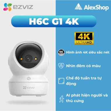 Camera WiFi Ezviz H6C 4K G1 C6N Pro - Đàm thoại 2 chiều, xoay 360, chỉ 435k 10
