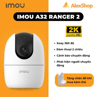 Camera Wifi Imou A32 Ranger 2 (3M) Combo + Thẻ 64GB Đế Chữ L 768k - Camera Trong Nhà 2 Camera Wifi Imou A32 Ranger 2 (3M) Combo + Thẻ 64GB Đế Chữ L 768k - Camera Trong Nhà 2