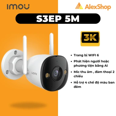 Camera Wifi IMOU S3EP 5M-3M Góc Rộng Ngoài Trời AI 2K-3K, Chất Lượng Hình Ảnh, Giá Ưu Đãi 978k 3 Camera Wifi IMOU S3EP 5M-3M Góc Rộng Ngoài Trời AI 2K-3K, Chất Lượng Hình Ảnh, Giá Ưu Đãi 978k 3