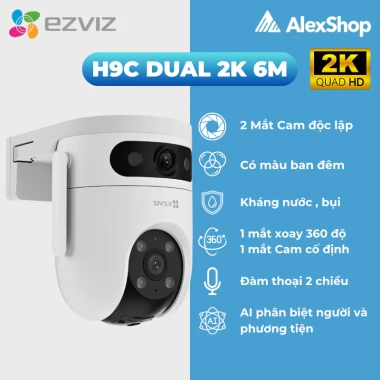 Camera Wifi Ngoài Trời Ezviz H9C 2 Mắt 6MP AI Dual 2K 6-10m Ban Đêm Màu Sắc