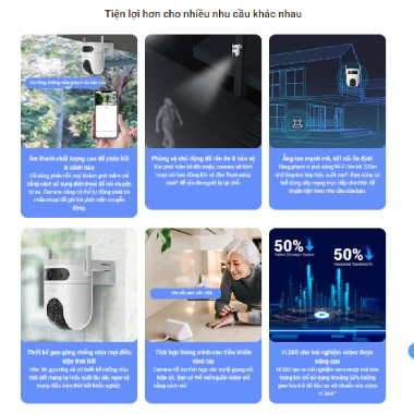 Camera Wifi Ngoài Trời Ezviz H9C 2 Mắt 6MP AI Dual 2K 6-10m Ban Đêm Màu Sắc
