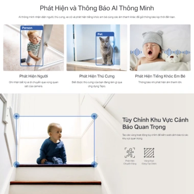 Camera Wifi Tapo TC74 5M Xoay 360 AI Thông Minh TP-Link Không Cổng LAN 648k