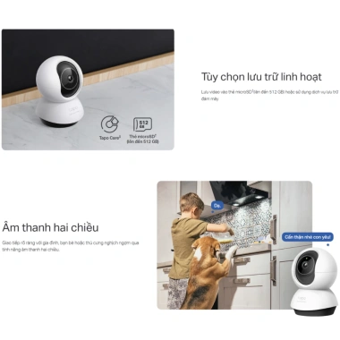 Camera Wifi Tapo TC74 5M Xoay 360 AI Thông Minh TP-Link Không Cổng LAN 648k