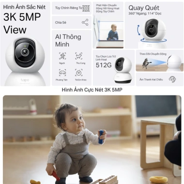 Camera Wifi Tapo TC74 5M Xoay 360 AI Thông Minh TP-Link Không Cổng LAN 648k 7 Camera Wifi Tapo TC74 5M Xoay 360 AI Thông Minh TP-Link Không Cổng LAN 648k 7