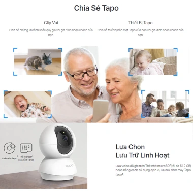 Camera Wifi TP-Link TAPO TC71 + Thẻ nhớ 64GB 3M + Chân đế L Camera trong nhà Giá 728.000 VND 6