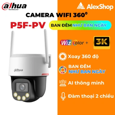 Camera Wifi Wiz-Color Dahua P3F P5F P8F Ngoài Trời Ban Ngày Như Ban Đêm Xoay 360 độ