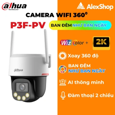 Camera Wifi Wiz-Color Dahua P3F P5F P8F Ngoài Trời Ban Ngày Như Ban Đêm Xoay 360 độ