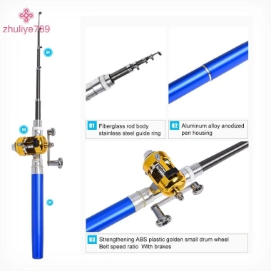 Cần Câu Cá Mini Đầu Thép 1-1.6m Gọn Nhẹ Câu Cá Trên Băng Giá Tốt 8