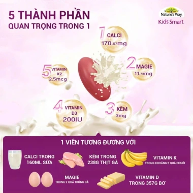 Canxi Hữu Cơ Tảo Biển Nature's Way Kids 30 Lọ - Tăng Xương Răng Trẻ