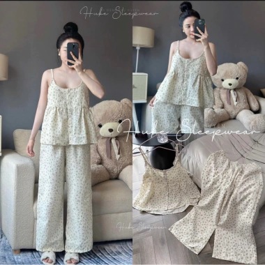 Cao Cấp Bộ Ngủ Thô Mềm Hai Dây Hoa Nhí Viền Ren Khuy Tiểu Thư QC Loại 1 Giá Ưu Đãi 395k