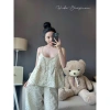 Cao Cấp Bộ Ngủ Thô Mềm Hai Dây Hoa Nhí Viền Ren Khuy Tiểu Thư QC Loại 1 Giá Ưu Đãi 395k 2