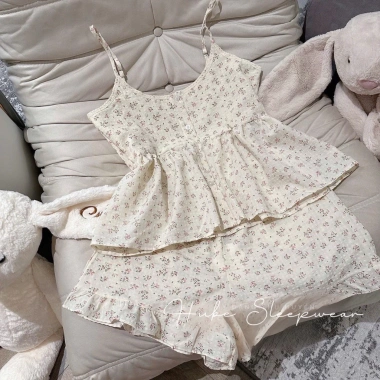 Cao Cấp Bộ Ngủ Thô Mềm Hai Dây Hoa Nhí Viền Ren Khuy Tiểu Thư QC Loại 1 Giá Ưu Đãi 395k