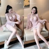 Cao Cấp Set Váy Ngủ & Áo Choàng Cúc Ren Nơ Cổ Ngực - Giá 495k Xíu Sleepwear